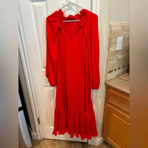 Kobi Halperin Torrence Tiered Midi-Dress Midi Dress Long Balloon Sleeves Ruffles - Picture 3 of 13